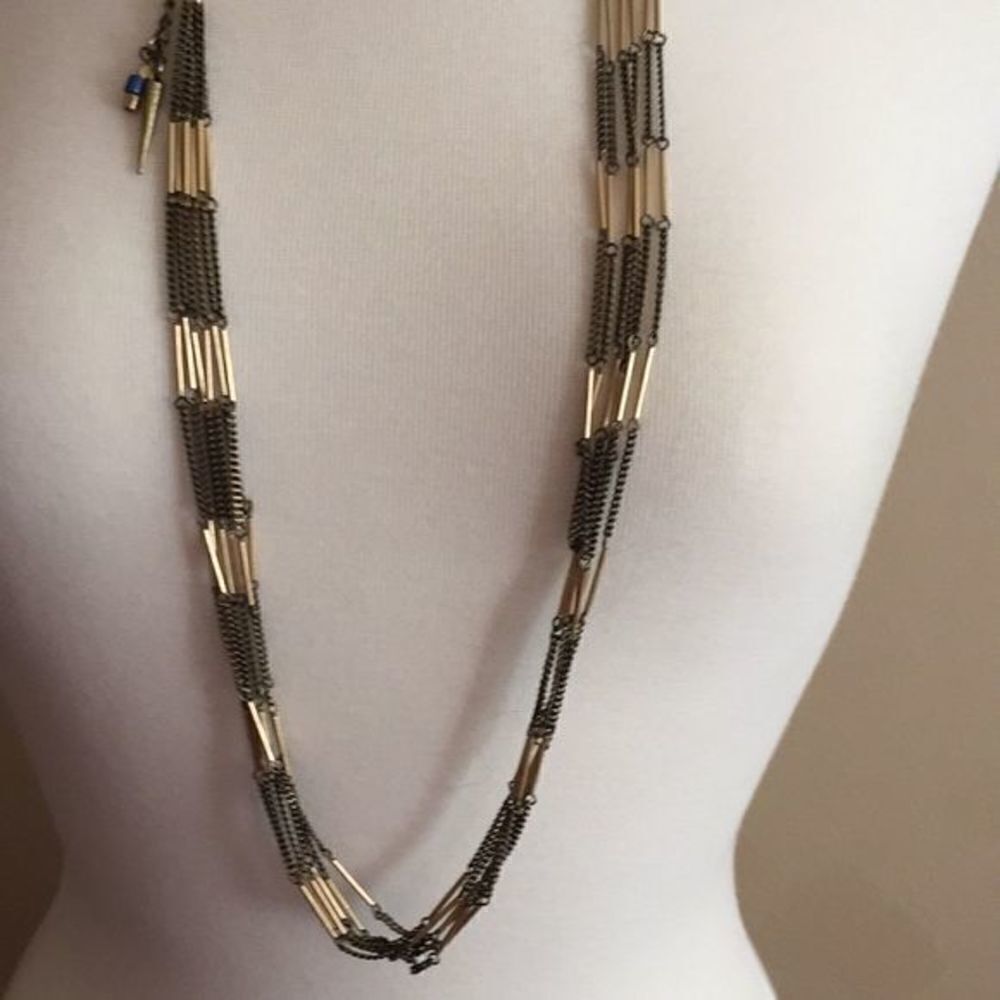 Nwot, Beautiful Vintage Brown and Gold tone necklace, 36” long - Picture 3 of 3